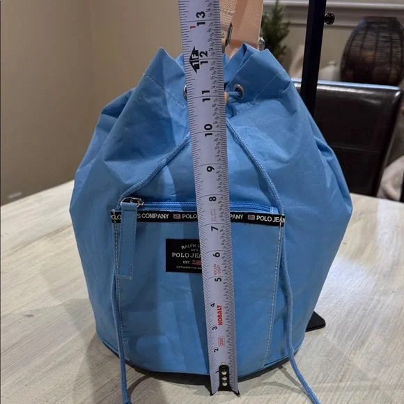 Ralph Lauren Polo Jeans Light Blue Drawstring Sling Pack - Picture 3 of 9